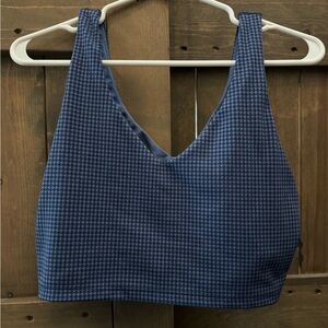 Offline by aerie Mini Houndstooth V Neck Longline Sports Bra Size Large